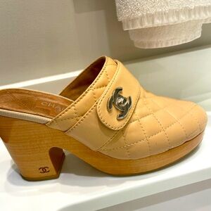 Chanel quilted platform clogs. Great condition.